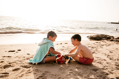Poncho Playa Rayas Candela Verde Agua