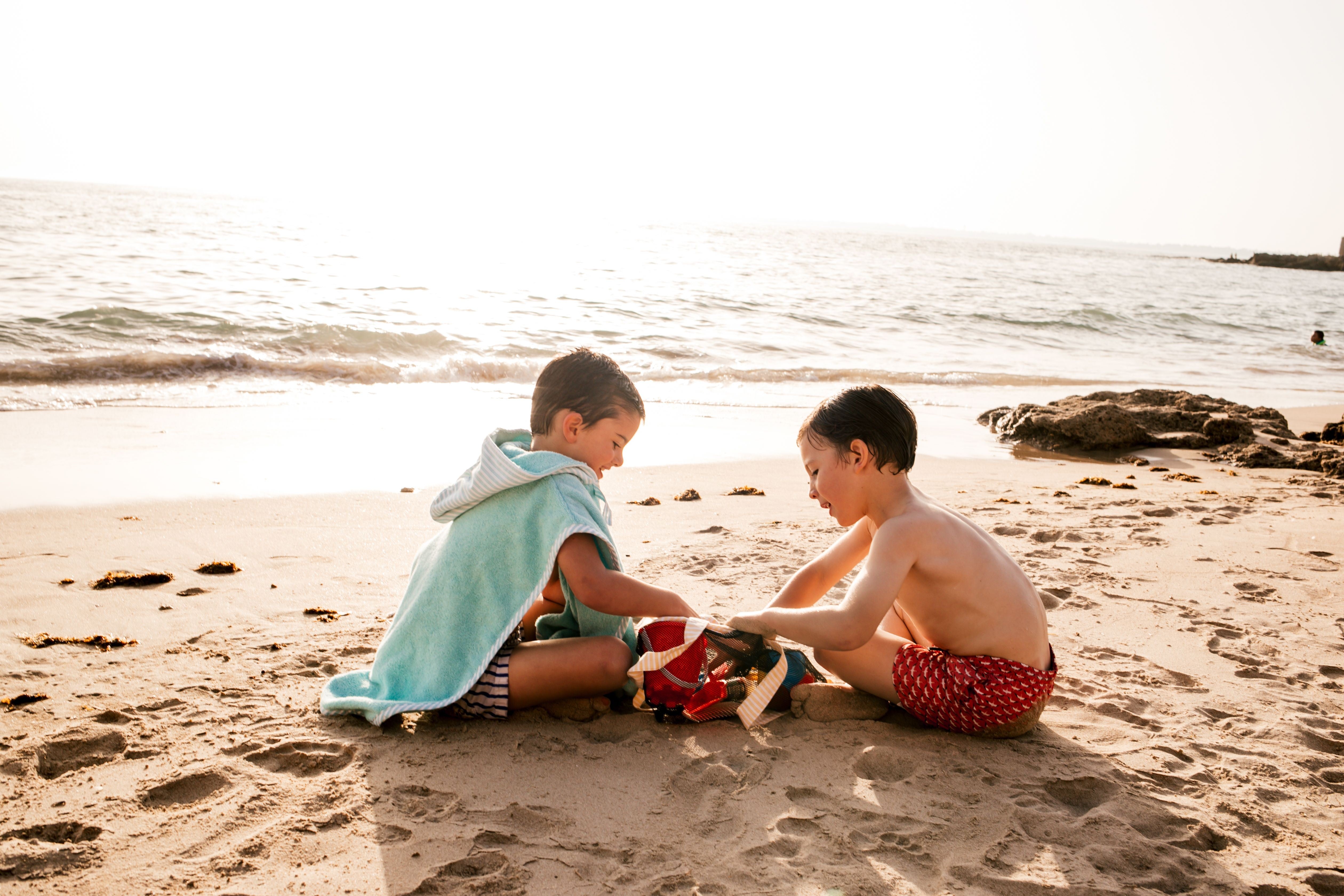 Poncho Playa Rayas Candela Verde Agua
