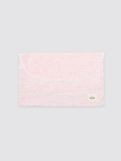 Small Laundry Bag with Pink Pomegranate Embroidered Trim