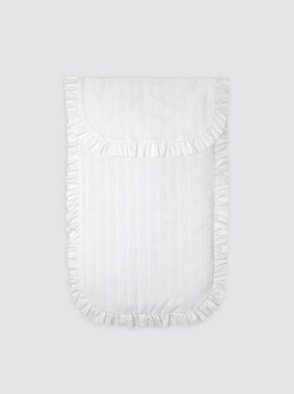Mini Crib/Moses Basket Quilted Duvet with Embroidered Stripes, Ruffle, and Removable Batting