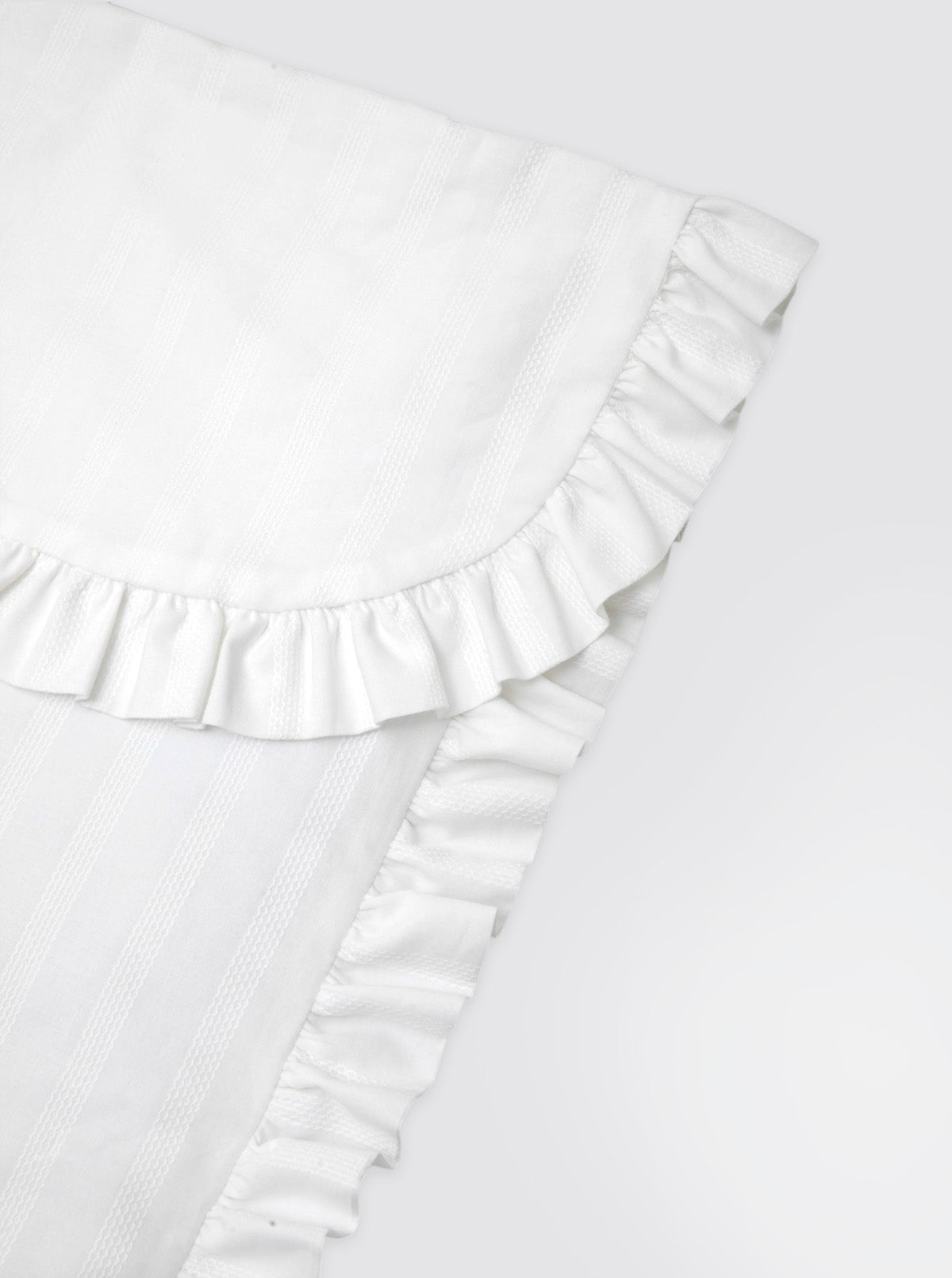 Mini Crib/Moses Basket Quilted Duvet with Embroidered Stripes, Ruffle, and Removable Batting