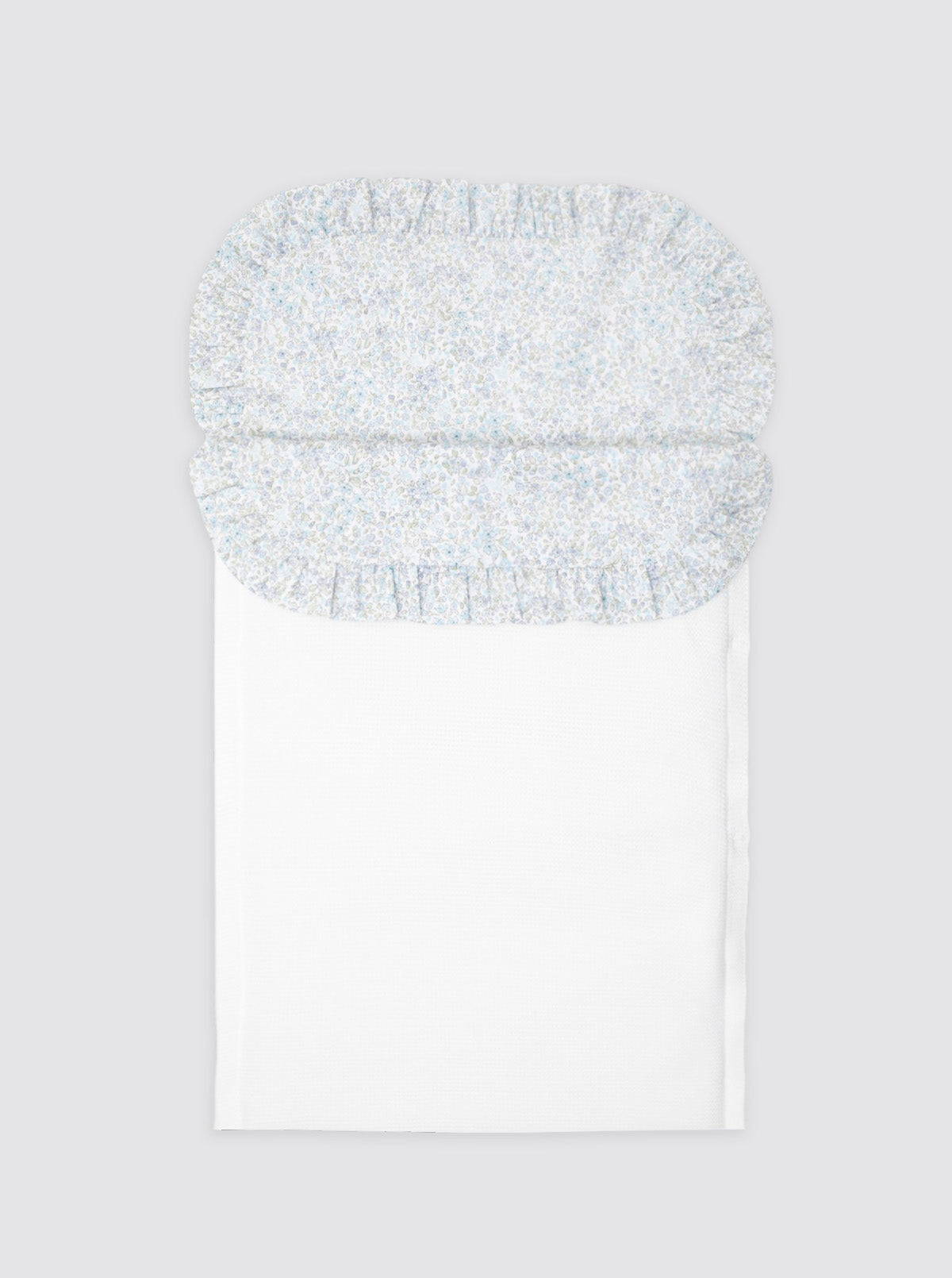 Saco de Punto Invierno Blanco con Sábana Florecitas Manuela con Guata Extraíble - Capazo
