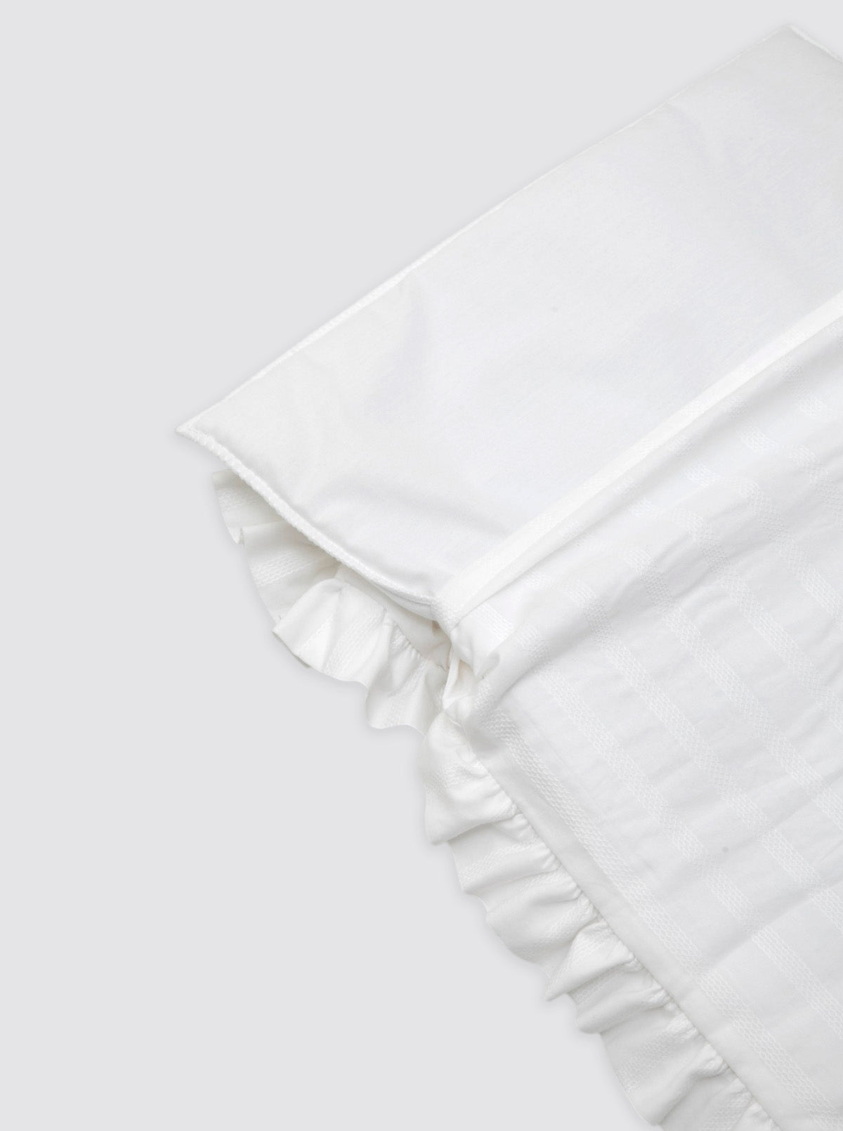 Mini Crib/Moses Basket Quilted Duvet with Embroidered Stripes, Ruffle, and Removable Batting