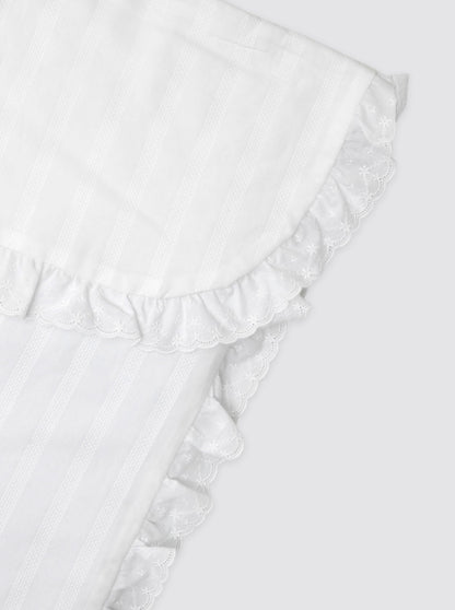 Colcha Minicuna/Capazo Embozo Rayitas Bordadas con Guata Extraíble