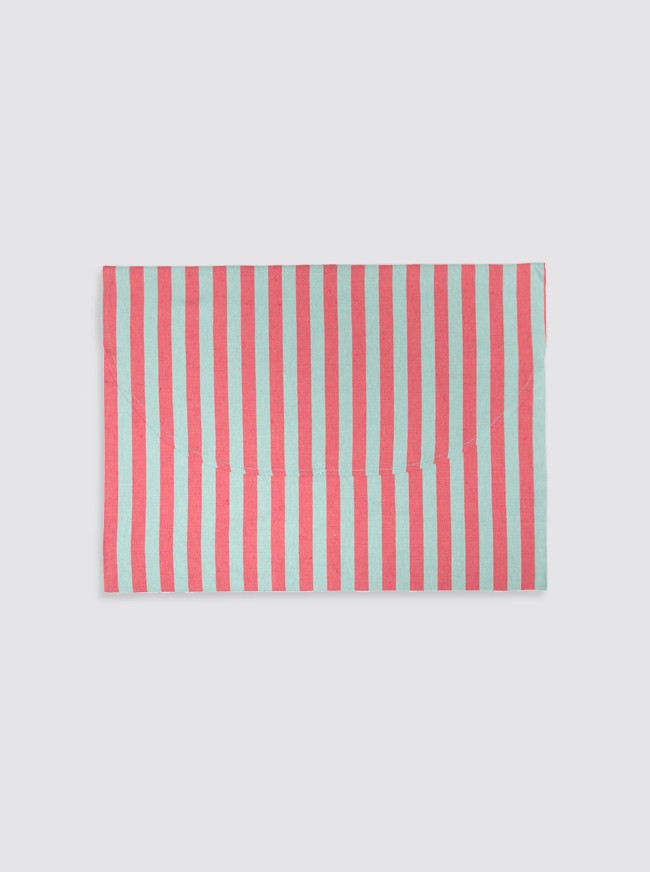 Grande housse à vêtements, rayures en denim vert et rose