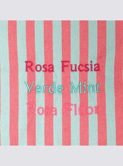 Sac de sport rayé en denim vert et rose