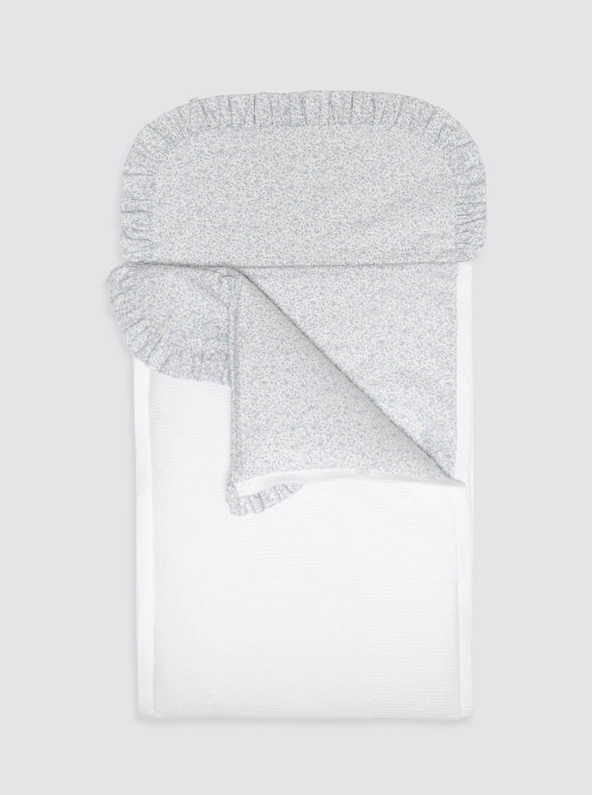 Sac de couchage d'hiver blanc en tricot avec drap-housse à fleurs et ouate amovible - Panier