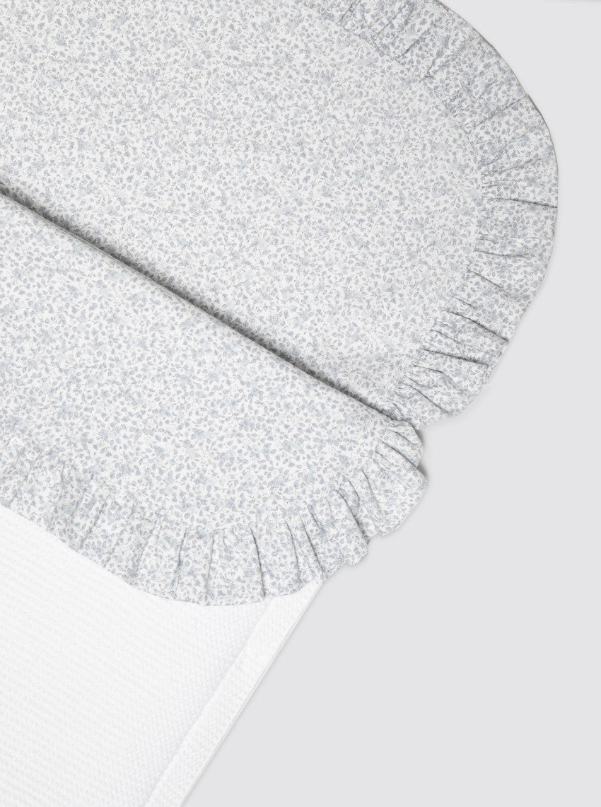 Sac de couchage d'hiver blanc en tricot avec drap-housse à fleurs et ouate amovible - Panier