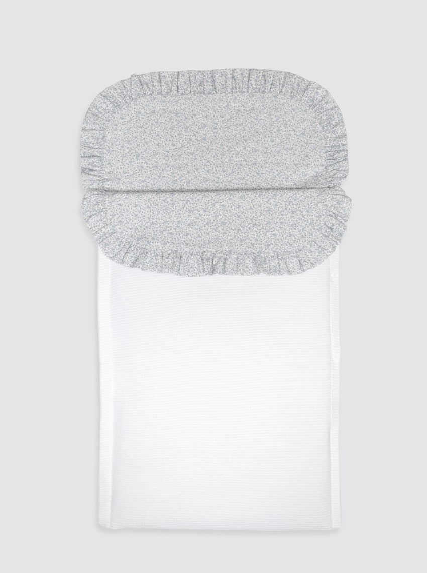 Sac de couchage d'hiver blanc en tricot avec drap-housse à fleurs et ouate amovible - Panier