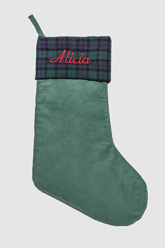 Calcetín Navidad Pana Verde y Balmoral Marino