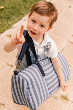 Sac de sport en denim et rayures bleu clair