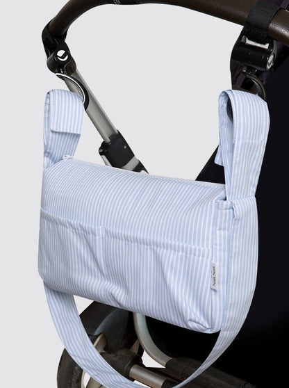 Small Piqué Shopping Bag in Light Blue Stripes