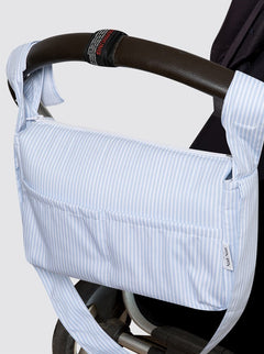 Small Piqué Shopping Bag in Light Blue Stripes