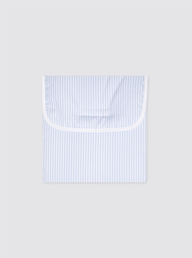 Matelas à langer à poches, en tissu piqué à rayures bleu clair