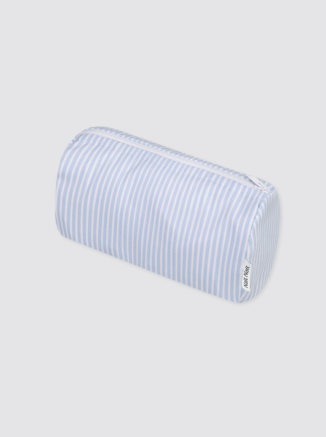 Small Piqué Toiletry Bag in Light Blue Stripes