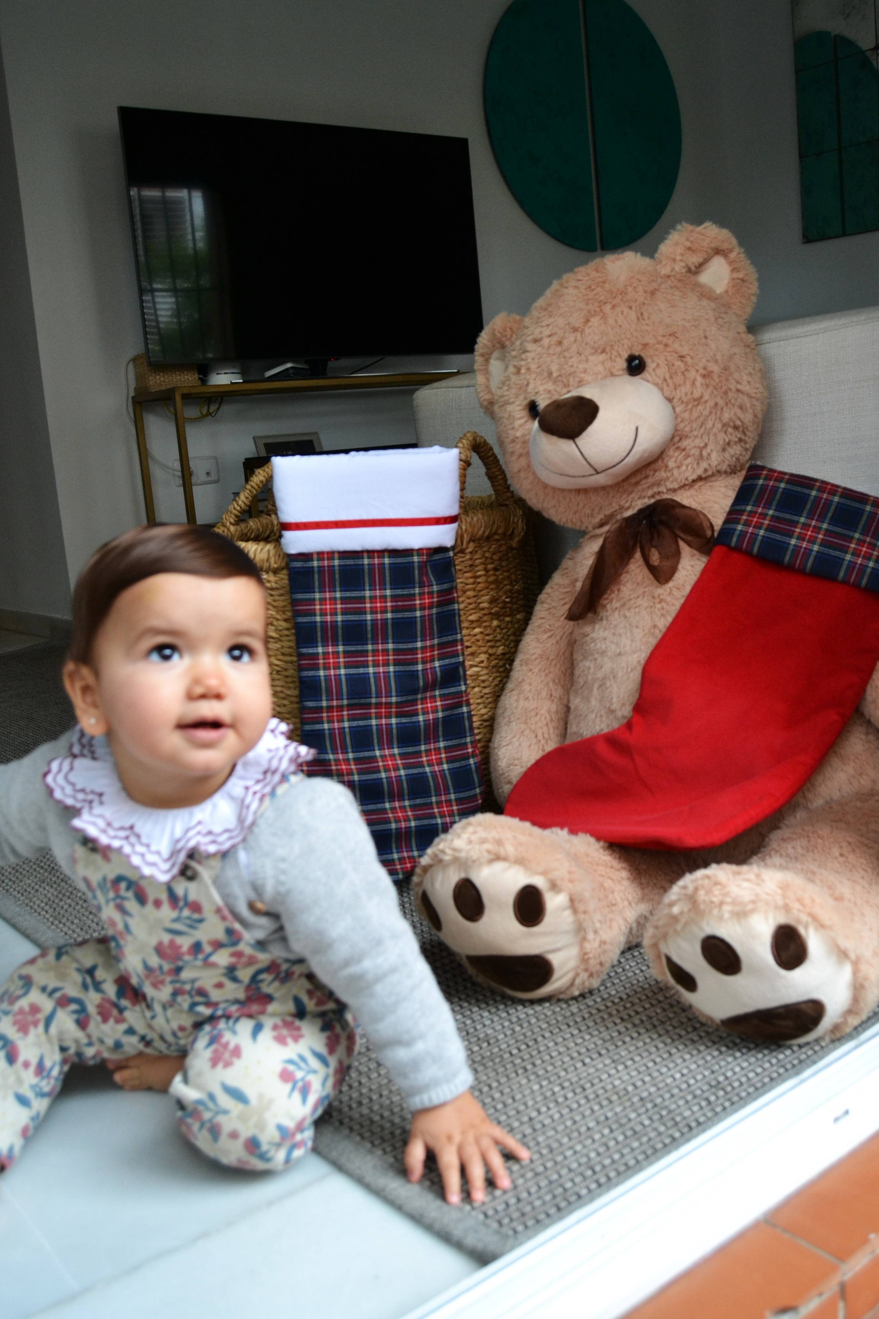 Calcetín Navidad Pana Rojo y Tartán