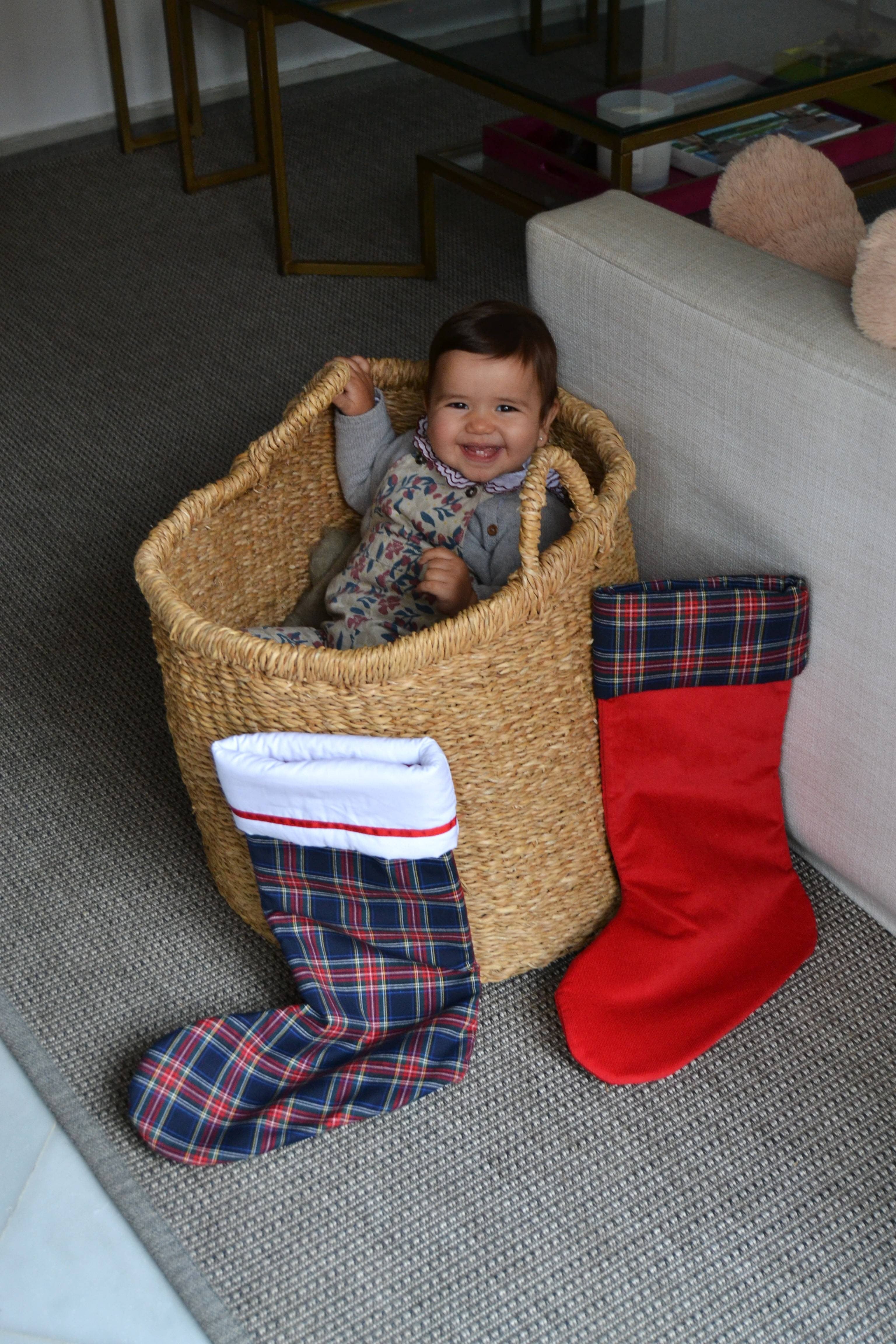 Red Corduroy and Tartan Christmas Stocking