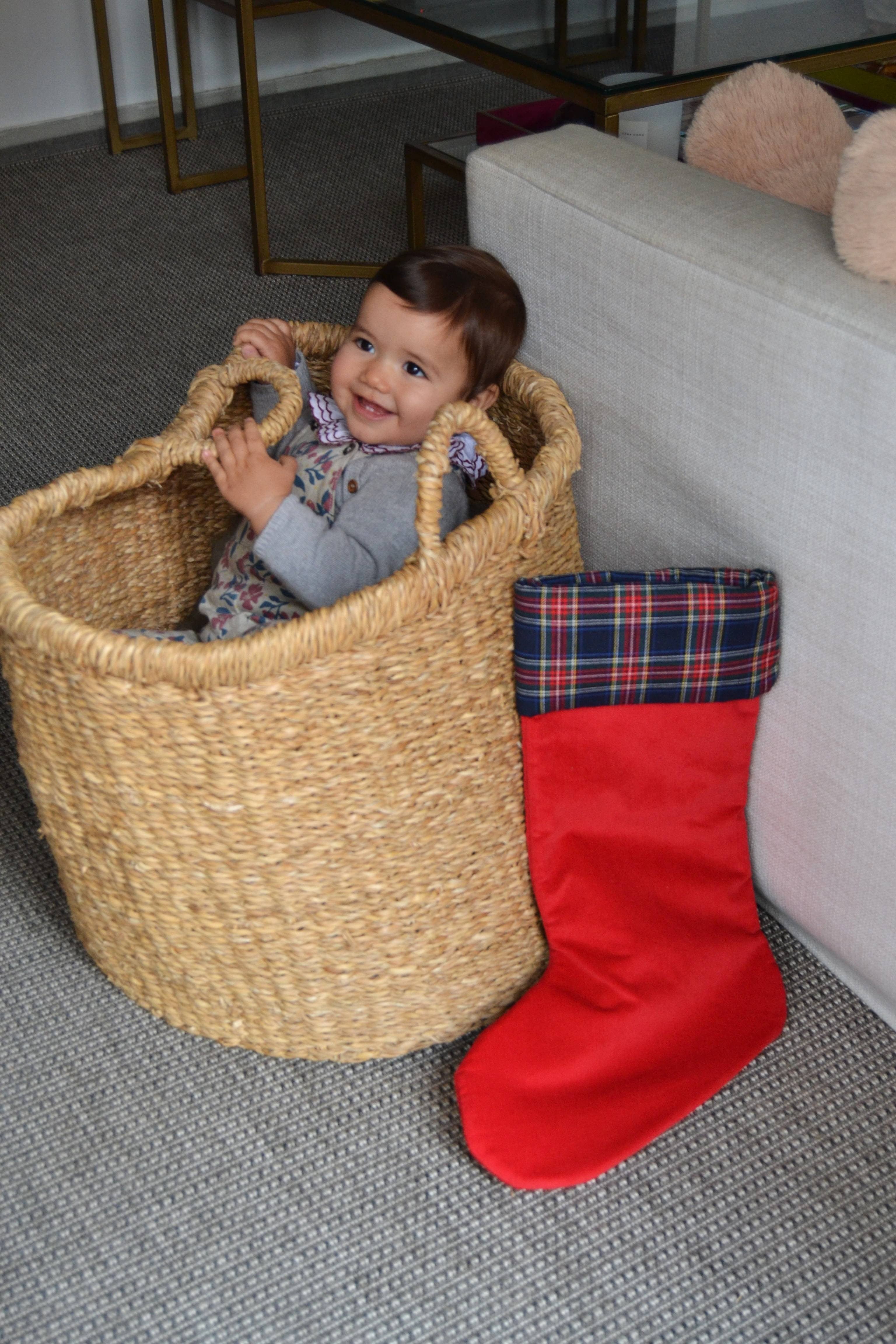 Red Corduroy and Tartan Christmas Stocking