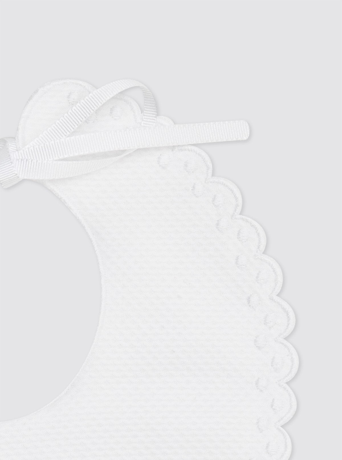 Double White Pique Bib with Embroidered Dots 