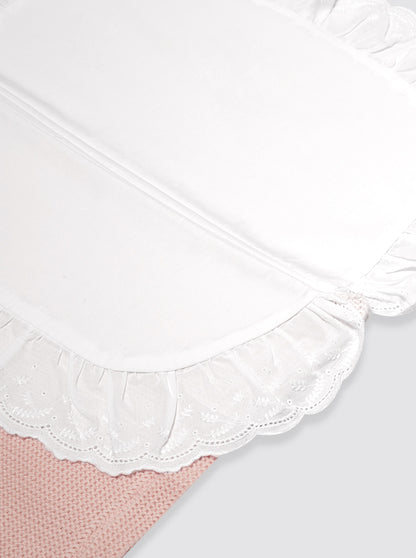 Saco de algodón con sábana rosa bebé