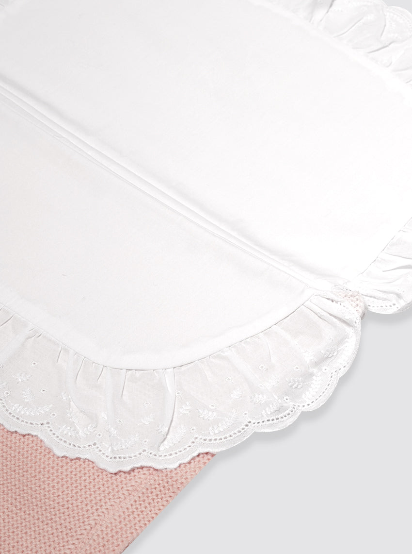 Saco de algodón con sábana rosa bebé