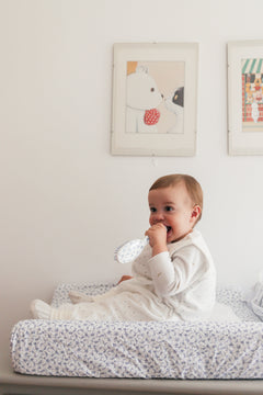 Baby Changing Table Cover for Furniture, Miniature Flower Blue