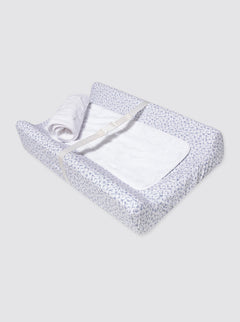Matelas à langer pour meubles + housse à petites fleurs bleues