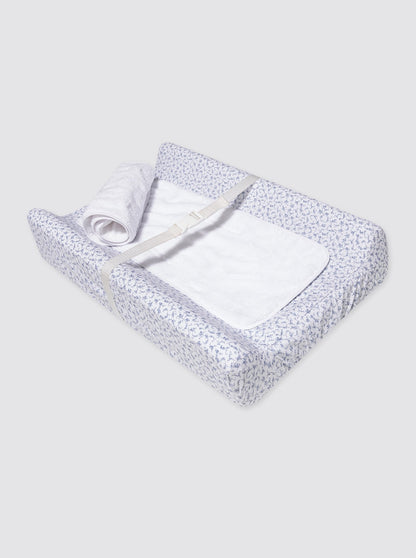 Matelas à langer pour meubles + housse à petites fleurs bleues