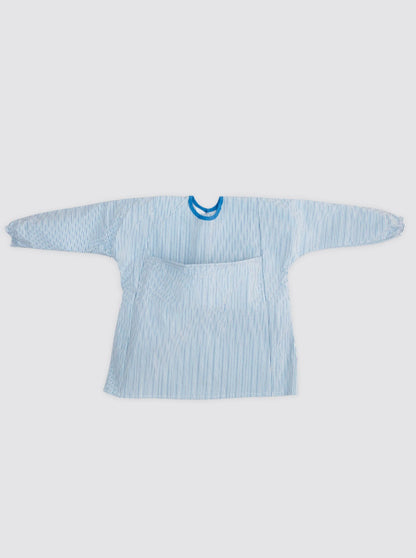 Blouse bébé à poche bleue à double rayure