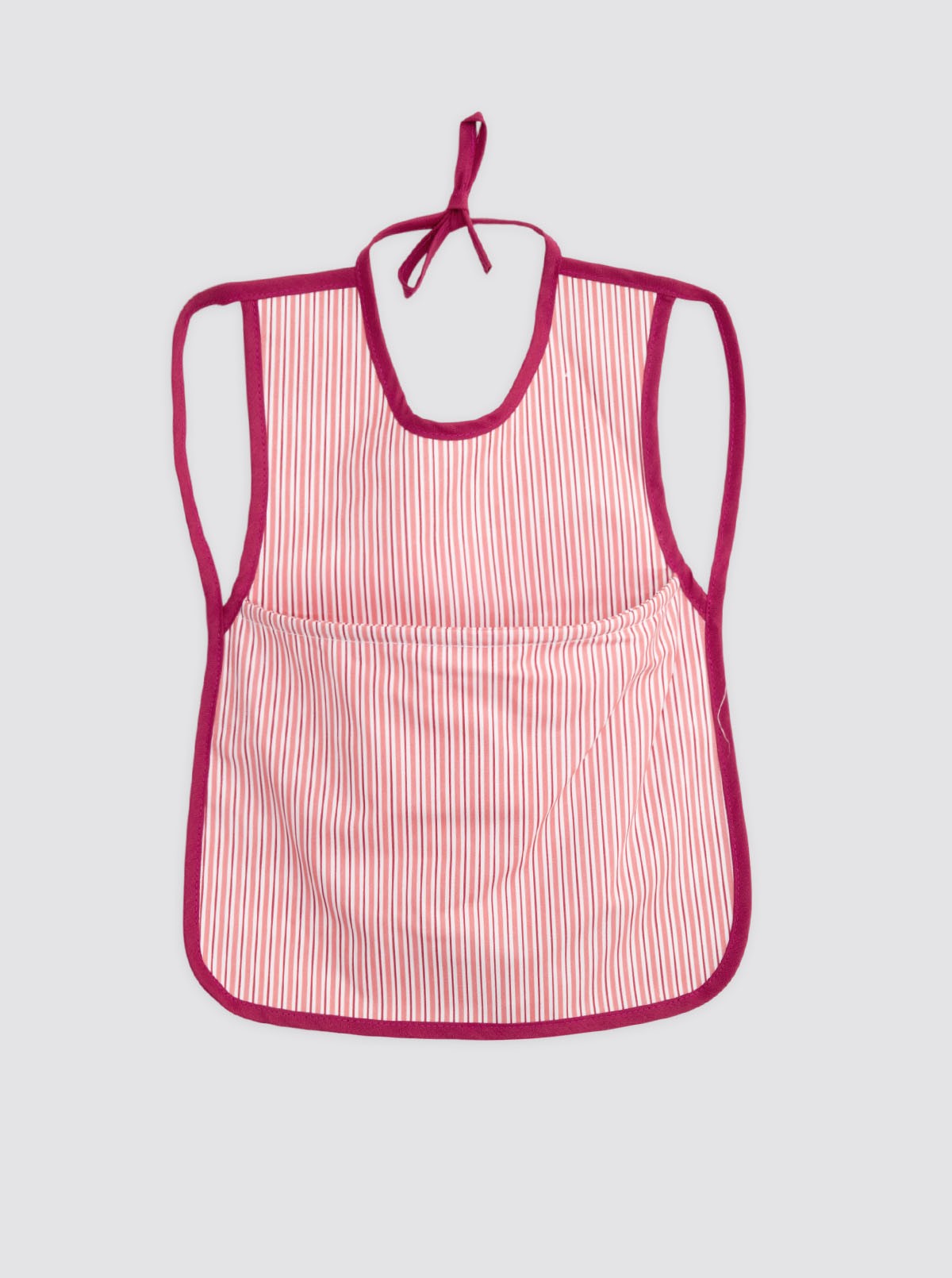 Pink Double Striped Bib with Pocket