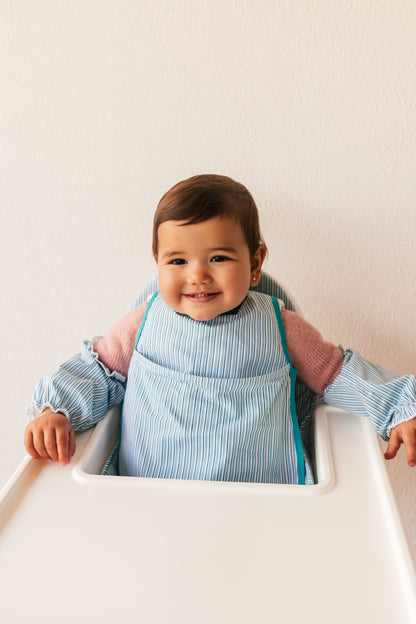 Bib with Pocket Double Green Stripe