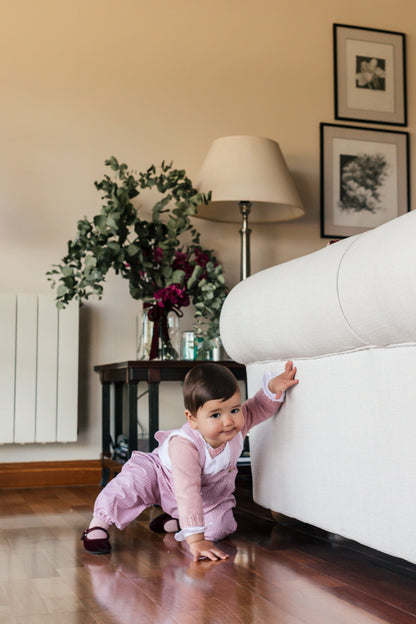 Waterproof Double Stripe Pink Crawling Bib