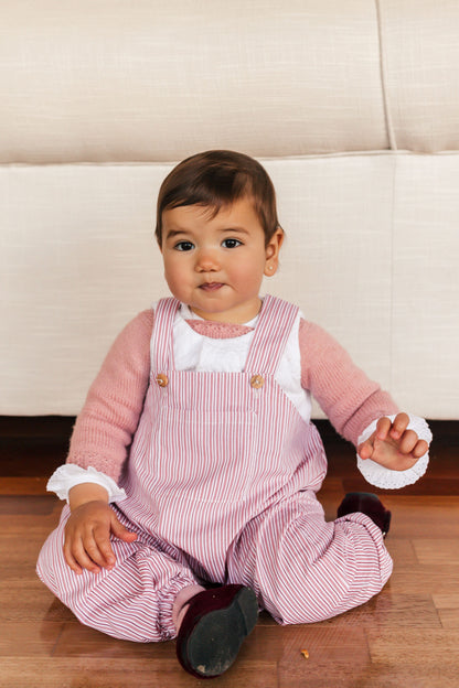 Waterproof Double Stripe Pink Crawling Bib
