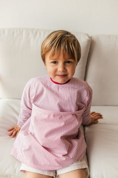 Blouse rose à double rayure avec poche