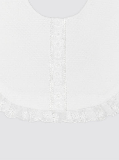 Babero de Baba Recién Nacido Entredós Flor