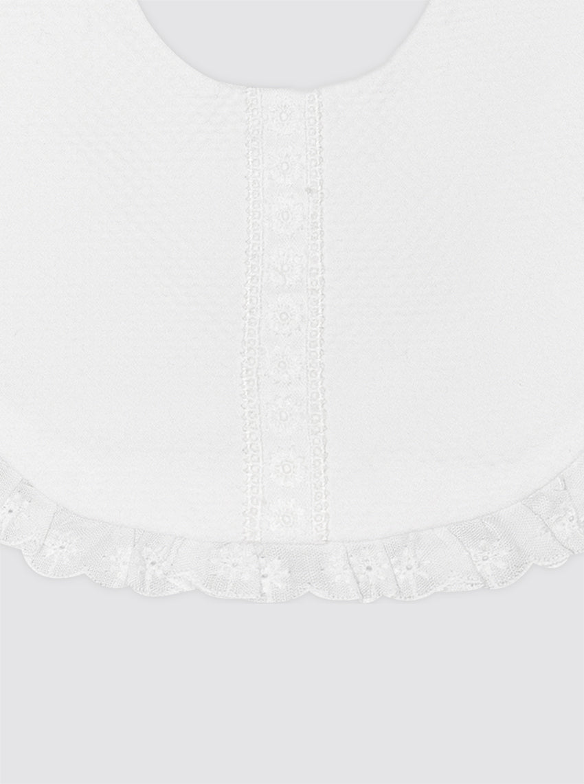 Babero de Baba Recién Nacido Entredós Flor