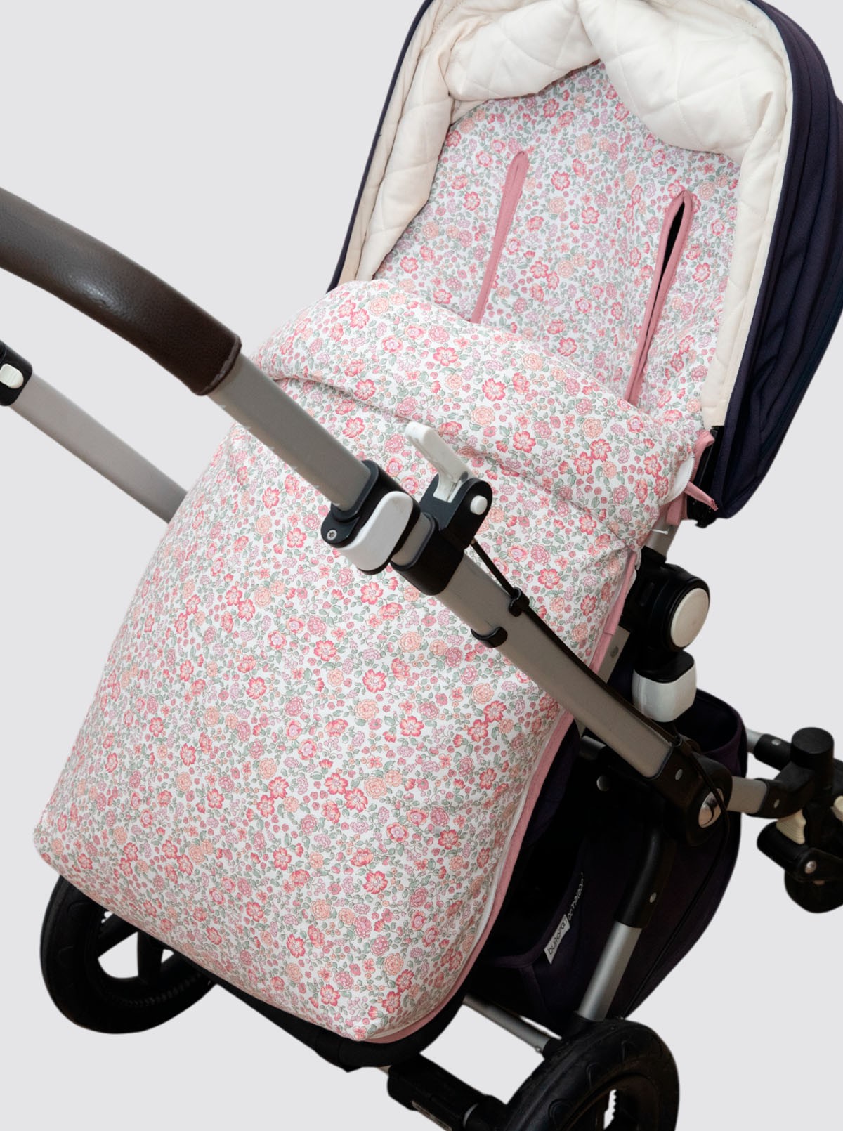 Universal Stroller Cover with Footmuff for Girls with Pink Flowers