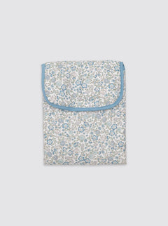 Matelas à langer avec poches, motif floral, bleu, pour filles