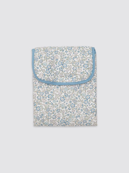 Matelas à langer avec poches, motif floral, bleu, pour filles