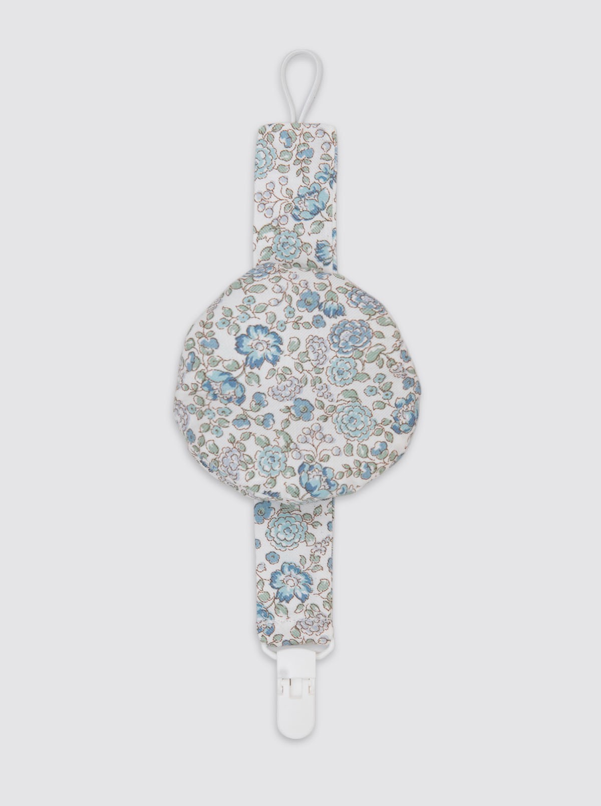 Pacifier Clip with Pocket, Flowers, Blue, for Girls