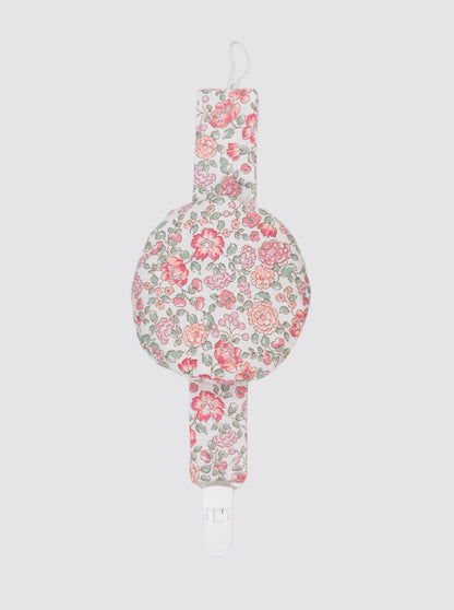 Attache-tétine rose à fleur avec poche pour filles