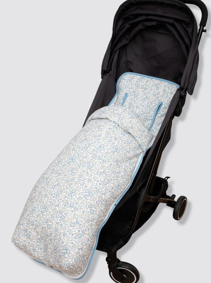 Lightweight Stroller Cover with Footmuff, Flowers, Blue, for Girls