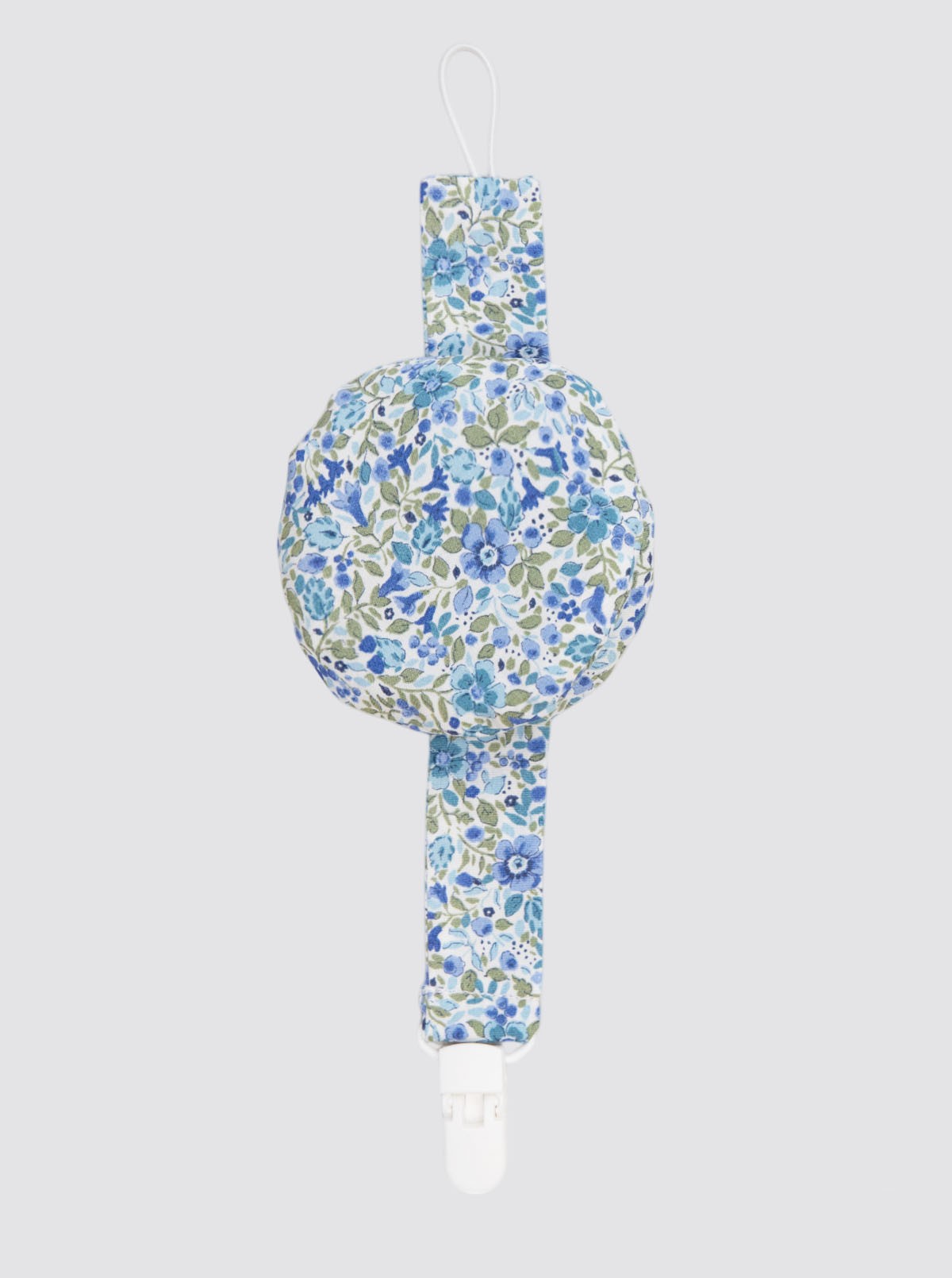 Bibi Blue Flower Pacifier Clip with Pocket