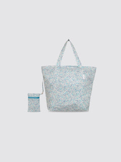 Small Beach Bag with Light Blue Catalina Flowers