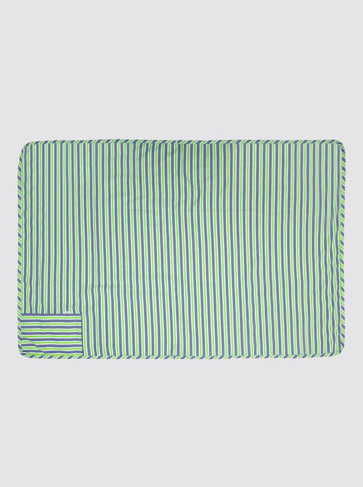 Beach Towel with Pocket, Fluorescent Green Stripes