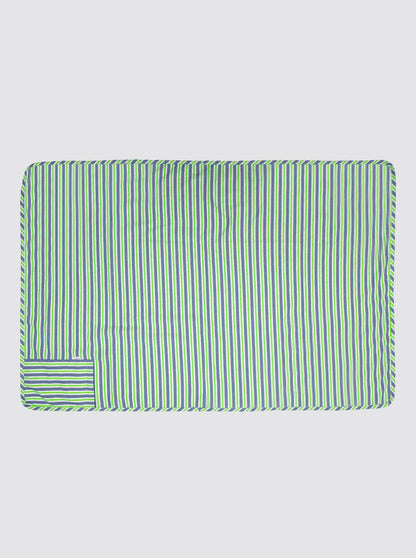 Beach Towel with Pocket, Fluorescent Green Stripes