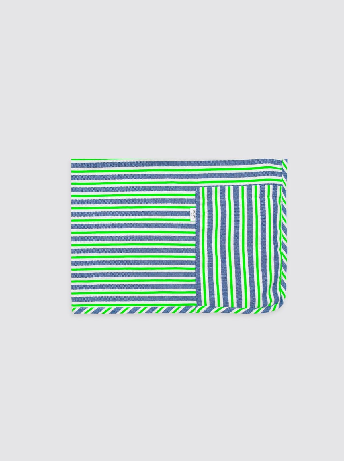 Beach Towel with Pocket, Fluorescent Green Stripes