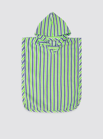 Poncho de plage à rayures vert fluo