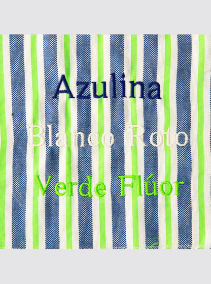 Beach Towel with Pocket, Fluorescent Green Stripes