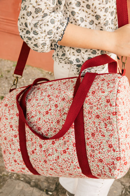 Sac de voyage rouge Bibi à fleurs